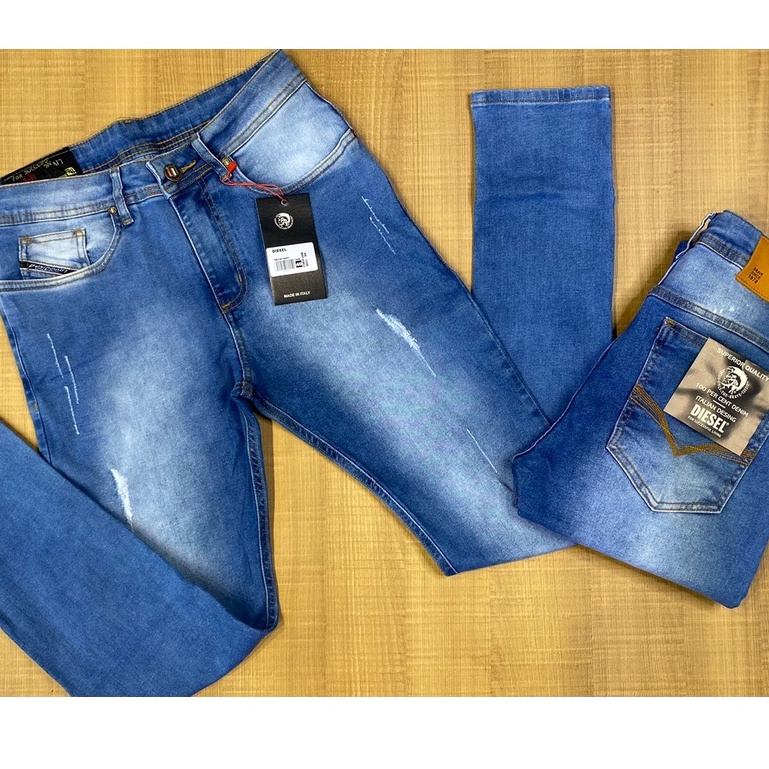 Kit 2 Calça Jeans Masculina Tradicional Reta Slim Com Strech Lycra