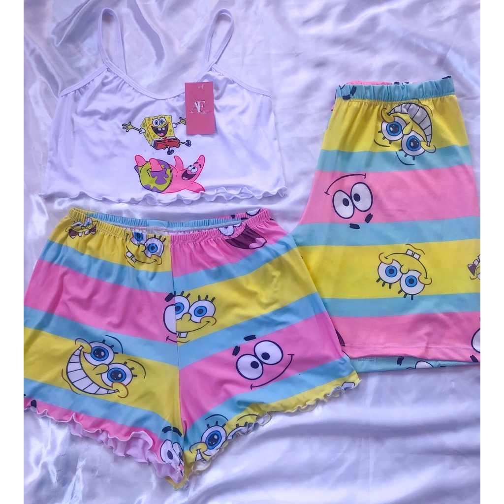 KIT MOZÃO PIJAMA CASAL - PERSONAGEM BOB ESPONJA E PATRICK