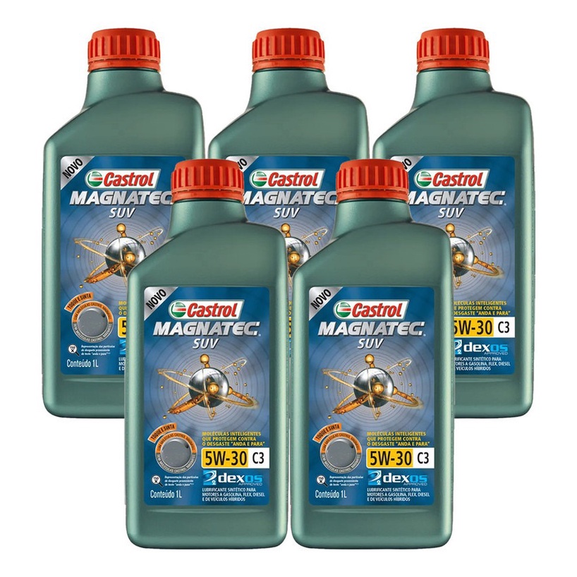 Kit 5 Castrol Magnatec Suv 5w30 C3 Dexos 2 Api Sn Sintetico | Shopee Brasil