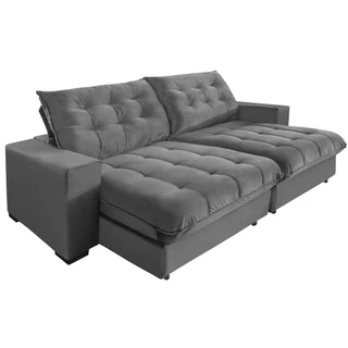 Sofá Califórnia Molas Ensacadas e Pillow Top 2,50m Cinza