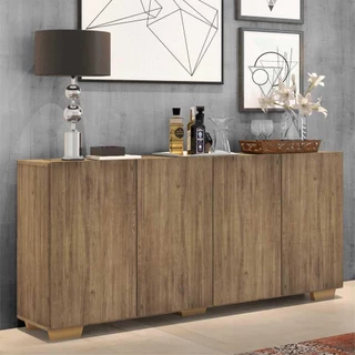 Aparador Buffet Multimóveis Veneza 4 Portas FG3557 Rustic/Natural