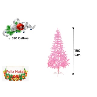 Árvore de Natal Rosa Com 320 Galhos - 1,50m
