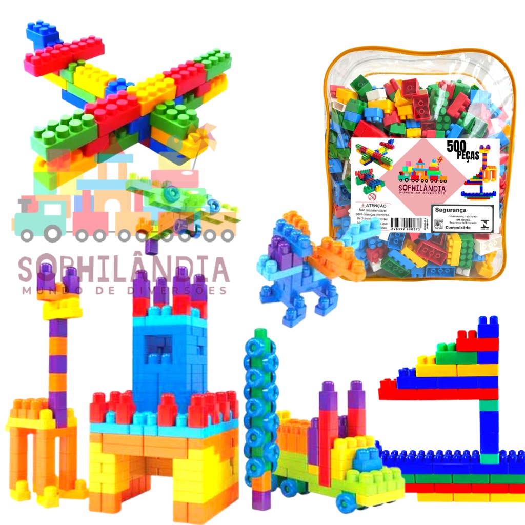 250 Multiblocos-Educativos-Fácil De Montar-Peças  Diversificadas-Colorida-Brinquedo tipo Lego em Promoção na Americanas