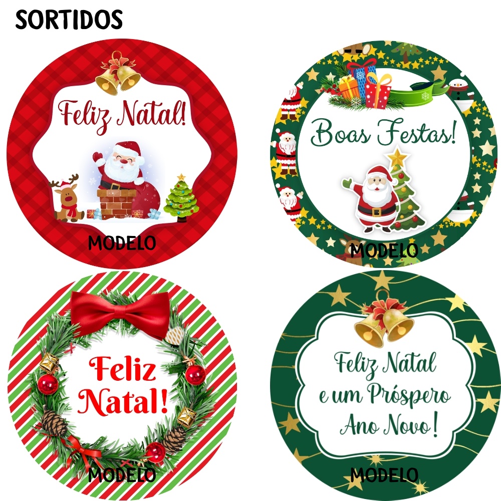 120 Etiquetas Adesivas Feliz Natal, Boas festas - Sortidos 5x5 cm ...