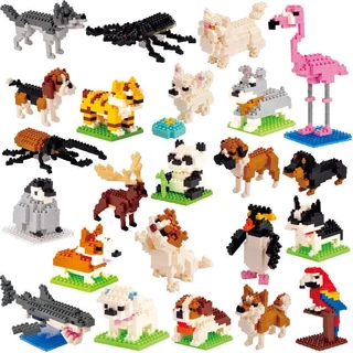 Nano Blocos Coleção De Animais De Construção De Cães De Gato Panda Flamingo Brinquedos De Iluminação Mundial Para Crianças
