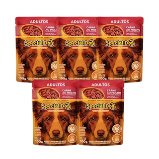 Kit 5 Ração Special Dog Sachê Cães Adultos Carne - 100g