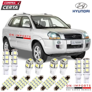 KIT LED PREMIUM HYUNDAI TUCSON LÂMPADAS RÉ PLACA TETO FAROL FAROLETE MEIA LUZ ESTACIONAMENTO T10 TORPEDO PINGO POLO