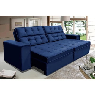 Sofá Vancouver 2,10m Suede Velusoft Azul