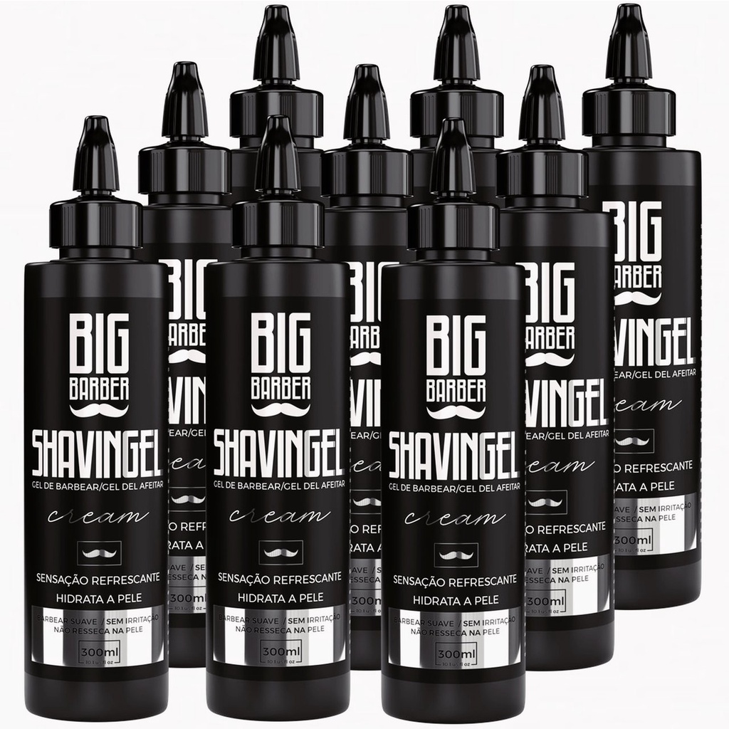 Shaving Gel Barbear Bisnaga Big Barber Cream 300ml Caixa Com 9