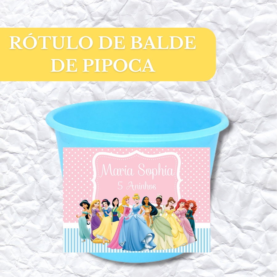 Rótulo Balde de Pipoca 1,5 LITRO Adesivo Personalizado - Tamanho: 14 x 10 cm Festa 1,5 LITRO