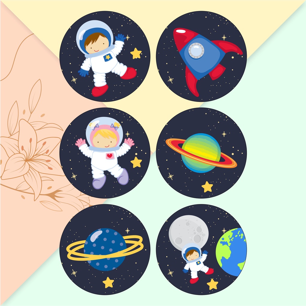 Astronauta - Etiqueta Adesiva redonda | Shopee Brasil