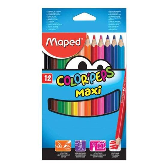 Caixa de Lápis de Cor Jumbo - Color Peps Maxi 12 Cores da Maped Ref ...