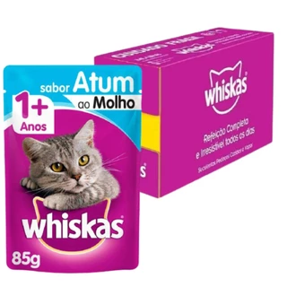 Caixa 20un Ração Úmida Whiskas Sachê Gatos Adultos Atum ao Molho 85 g em Oferta na Shopee