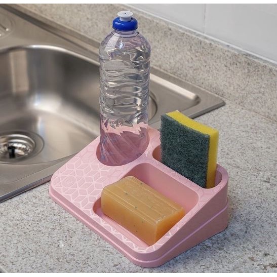 Organizador de Pia Porta Detergente e Esponja Rosa UZ