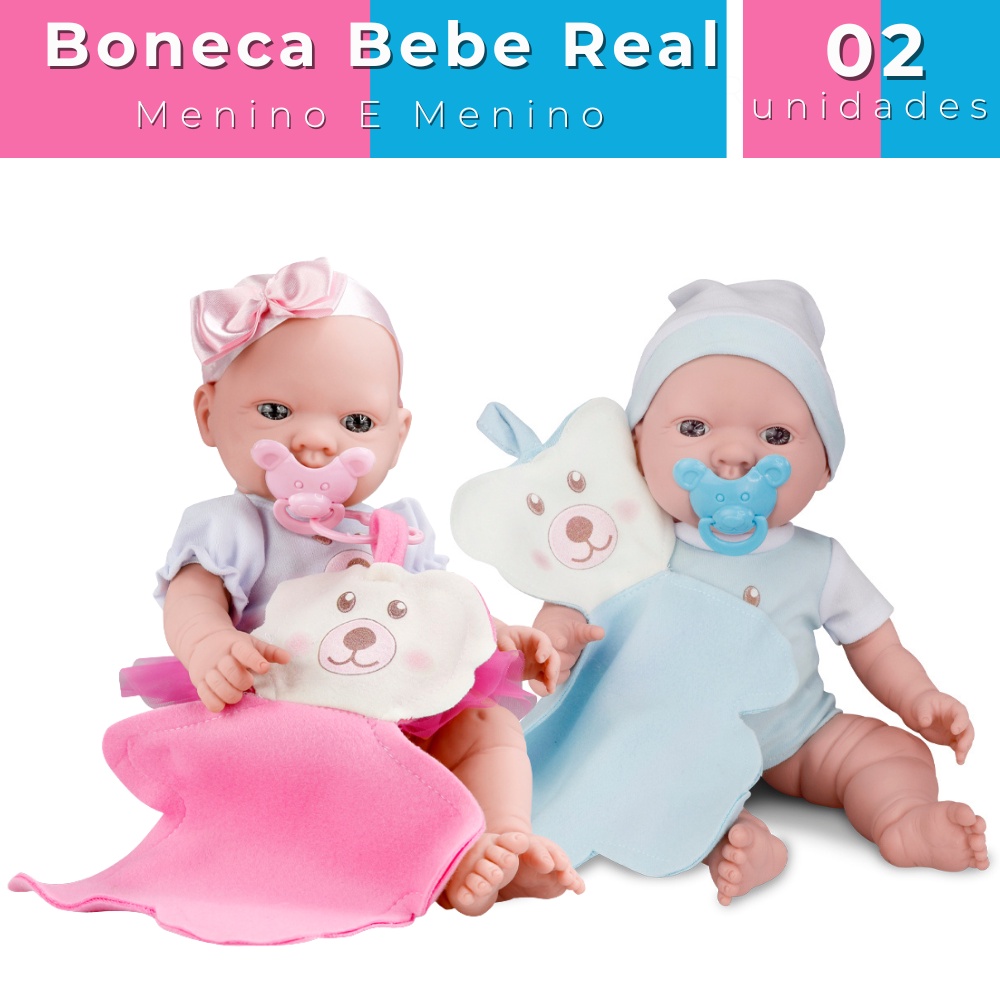 Kit 2 Boneca Bebe Bebezinho Real Menina E Menino Reborn Com
