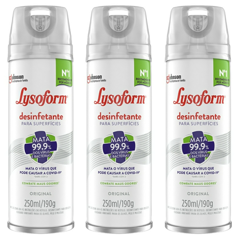Lysoform Desinfetante Spray Original Kit Com 3 Unidades de 250ml