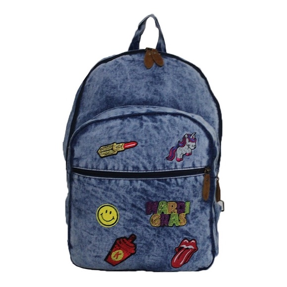 Mochila jeans sale feminina com emojis