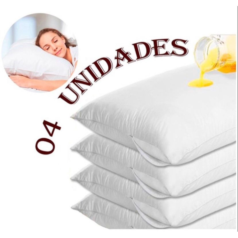 Kit 4 Capas Impermeável de Travesseiro com Zíper Fronha Protetora Antiácaro - BRANCO
