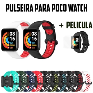 pulseira Esportiva para poco watch silicone + pelicula de gel de substituição colorida para poco watch lite pulseira extra