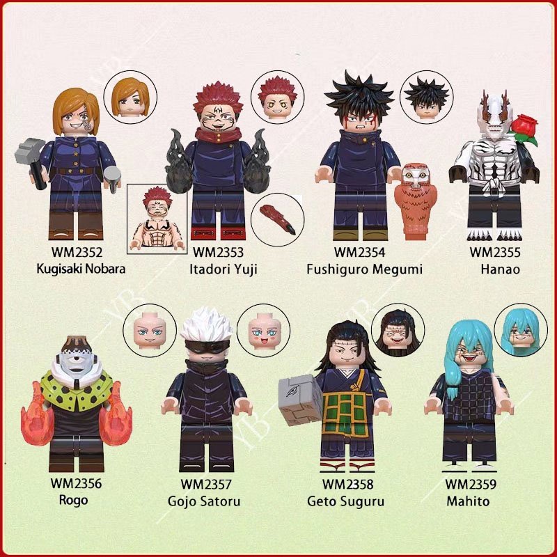 Animação Infantil Jujutsu Kaisen Yuji Itadori nano minifigure De Brinquedo Montado