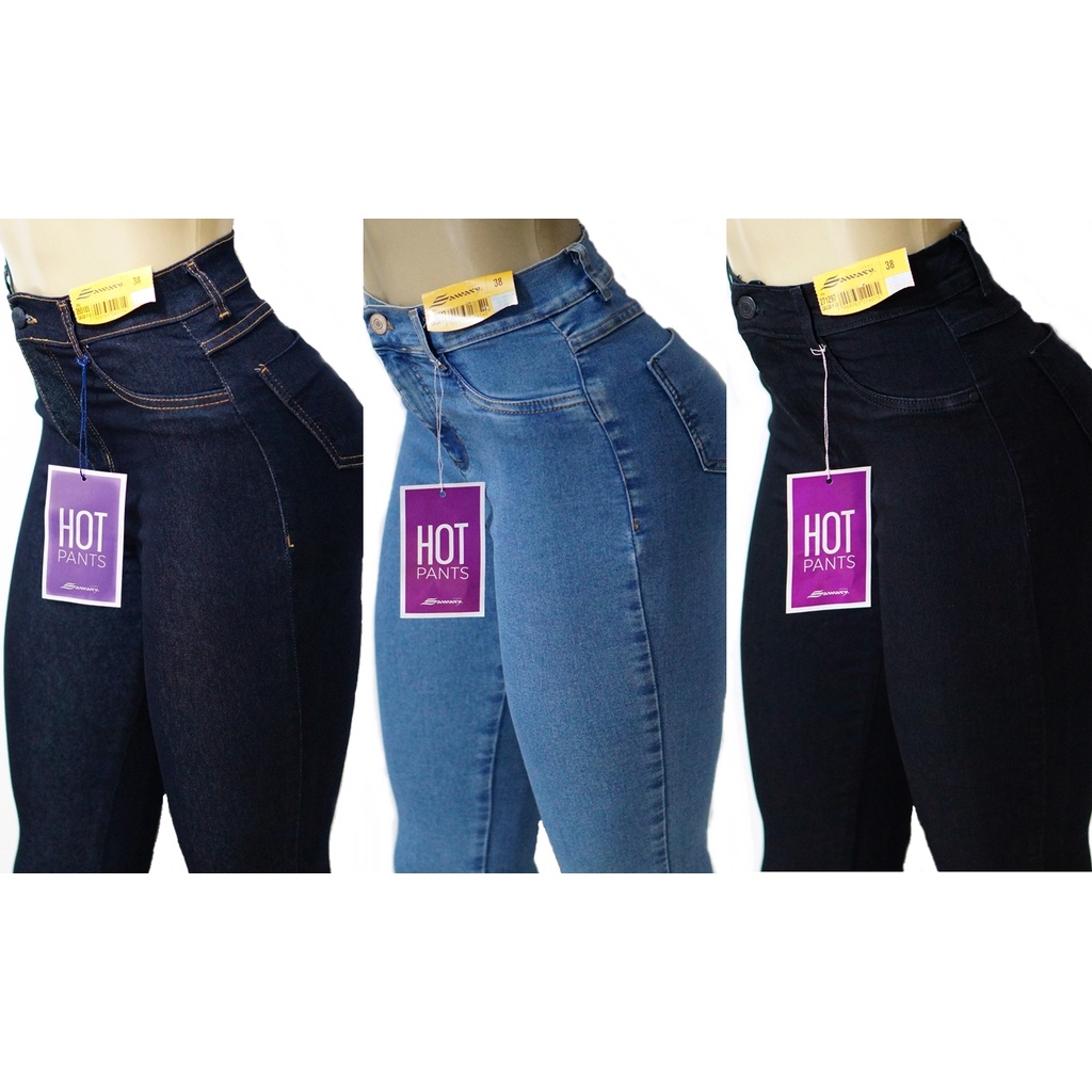Calça jeans hot pants cintura alta cos alto - R$ 79.99, cor Azul (com  lycra) #35215, compre agora