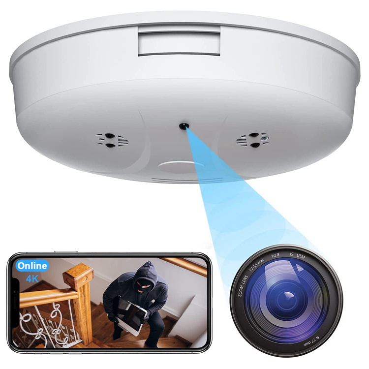 Câmera Escondida Com Sensor De Detecção De Movimento 4k Detectores De Fumaça Wifi HD 1080p Mini De Vigilância Baby Pet