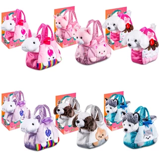 Pelúcia Coleção Cutie HandBags Unicórnio, Husky, Beagle, Gato, Poodle Bolsinha Multikids BR1714