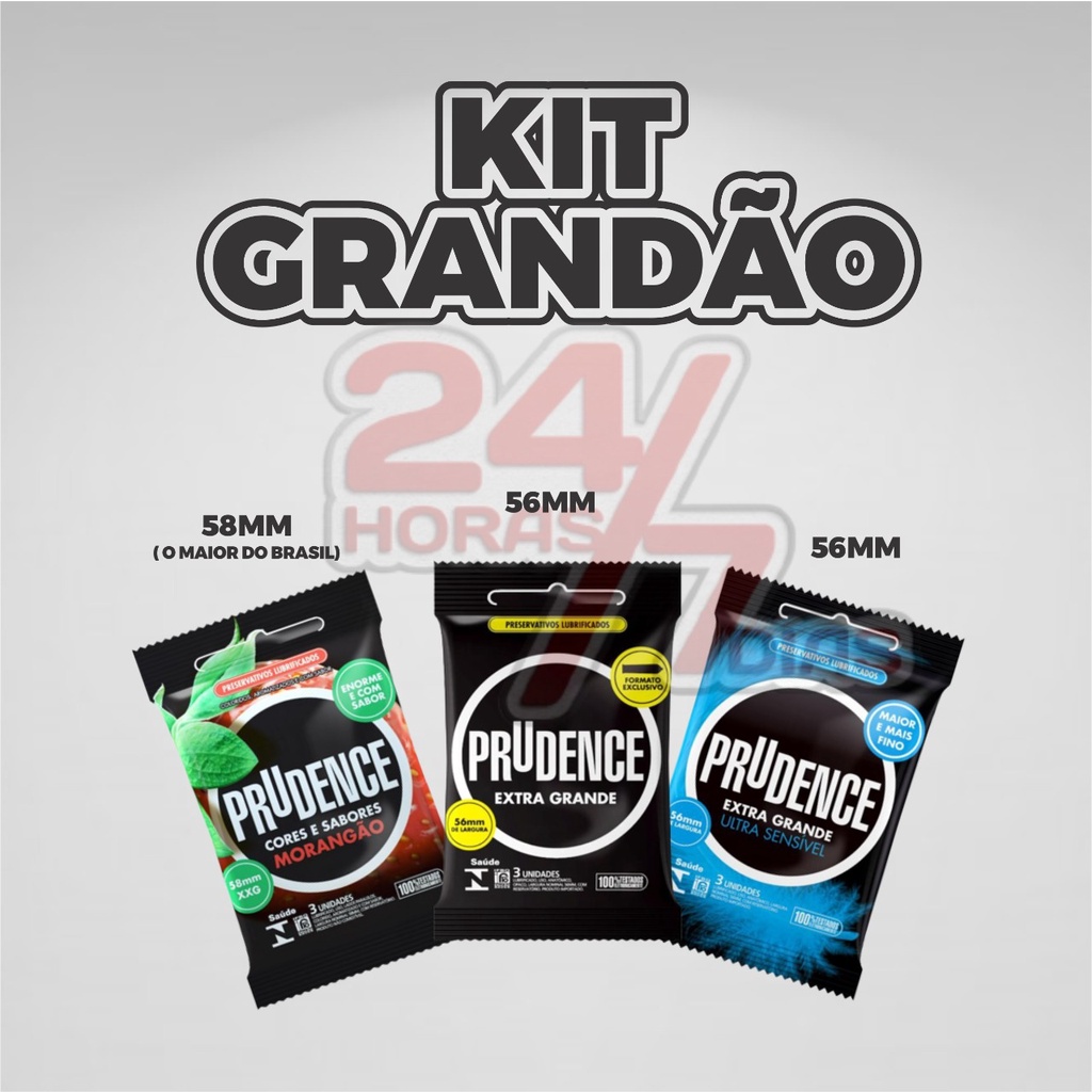 Kit Grandão, 9 Preservativos Camisinhas tamanho Extra Grande Prudence