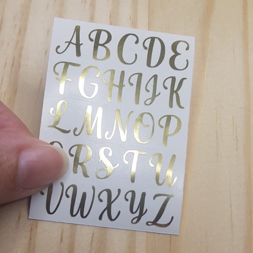 2 Kits com 26 Letras Mini Alfabeto Vinil Adesivo Espelhado Dourado ...