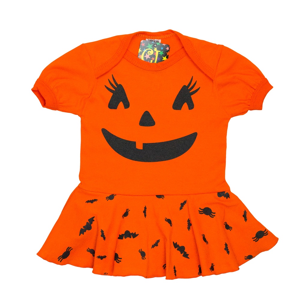 Body Fantasia Abóbora com saia - Roupa de Bebê Halloween | Shopee Brasil