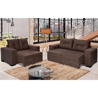 Conjunto de Sofá Marrocos 2,00 Mts + 1,50 Mts Pluma Café