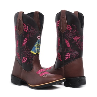 Botas femininas de cowboy cowgirl, modernas, bordadas no ocidente, bico  quadrado, botas de cowboy femininas