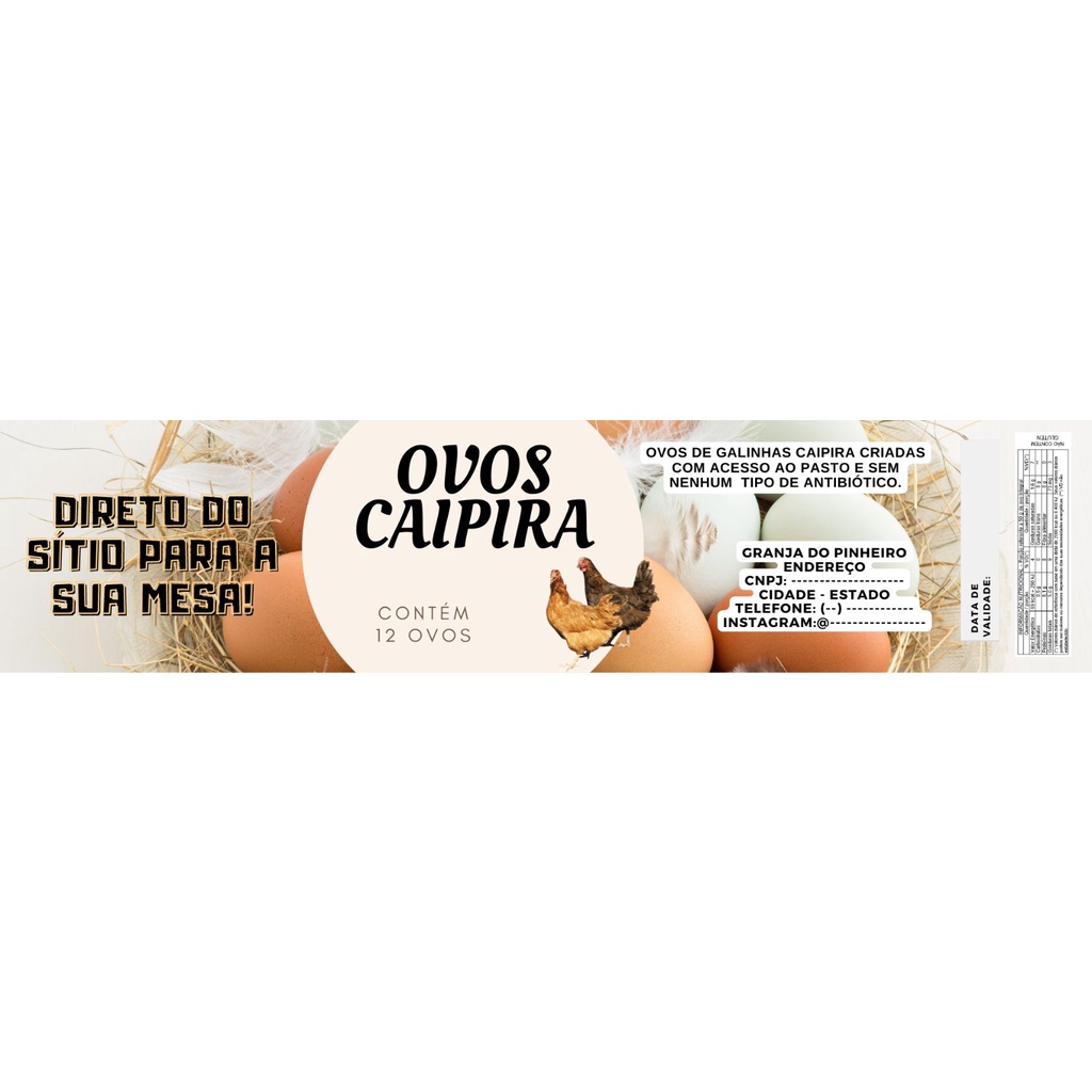 100 Rótulos para cartela de ovos.