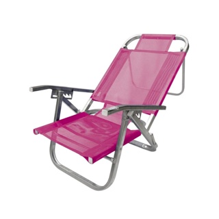 Cadeira de Praia Copacabana Reclinavel 5 Posicoes Rosa CAD0683 Botafogo