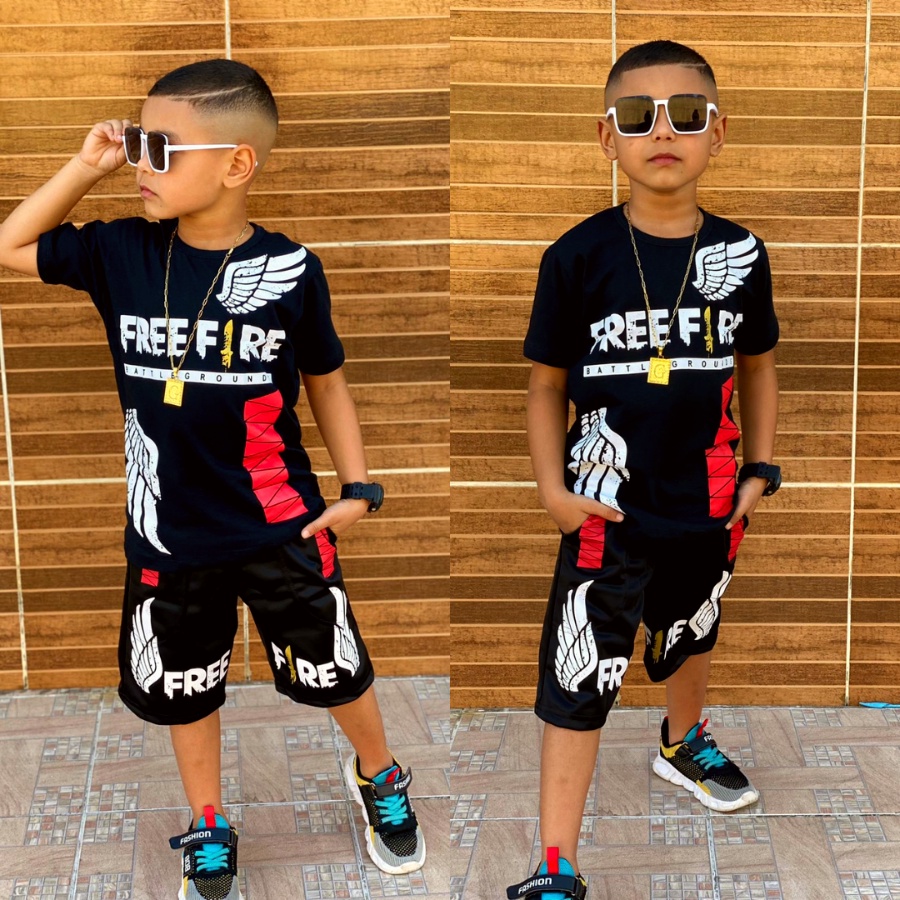 Roupas infantil conjunto Free fire Angelical Menino Juvenil Pronta ...