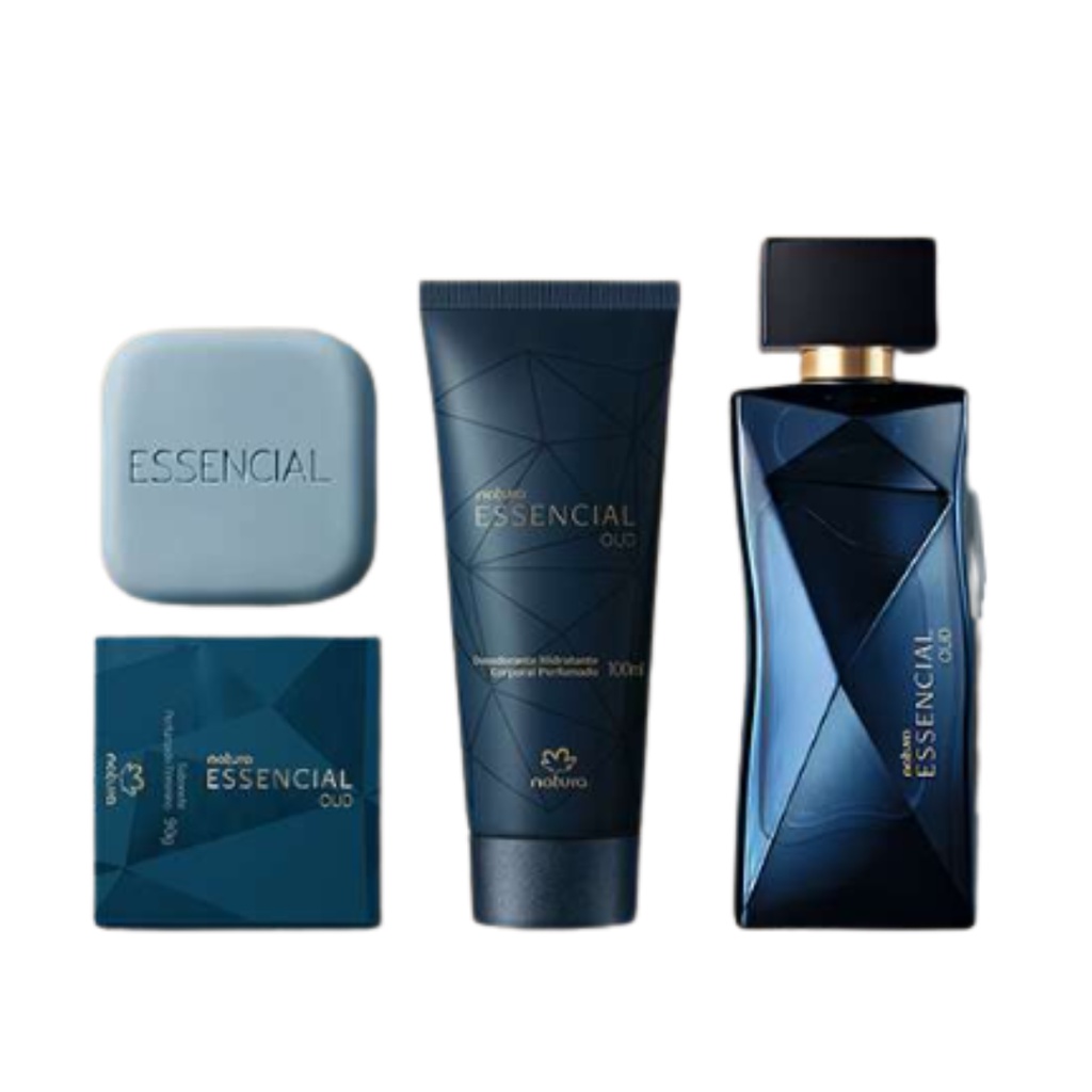 Kit Essencial Oud Feminino Deo Parfum Sabonete Em Barra Hidratante