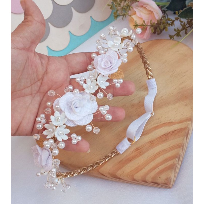 tiara branca com flores/ tiara para batizado Shopee Brasil