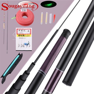 Vara De Pesca Sougayilang Telescópica De Carbono Ultraleve UL Portátil De Fibra Super Leve E Dura 2.7M/3.6M/4.5M/5.4M/6.3M/7.2M Manual