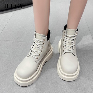 IELGY Botas De Tornozelo Feminino De Sola Grossa Estilo british Fino Com Renda