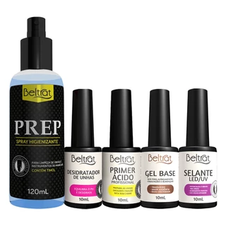 Kit Gel Capa Base Selante Primer Com Ácido Desidratador + Prep E Selante Led Uv Beltrat - Promoção