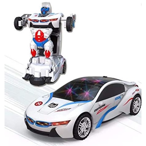 carro policia transformers vira robo 3 d com sons luzes led e