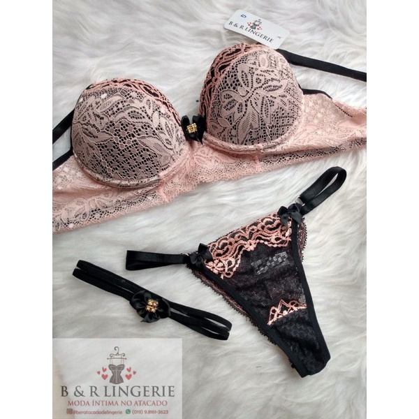 Kit Lingerie Com 10 Conjuntos Sutiã Calcinha Fio Dental Com Persex