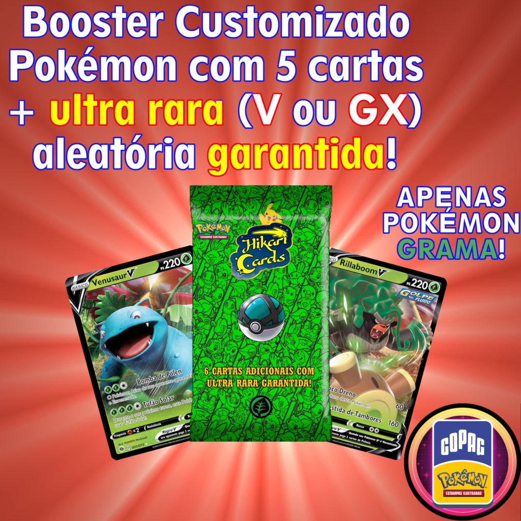 Booster Pacote de Cartas Pokémon com Ultra Rara (V ou GX) Garantida só Pokémon  Lutador