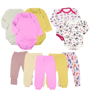 Kit 10 Peças Roupa Bebê Body Manga Longa e Mijão Maternidade