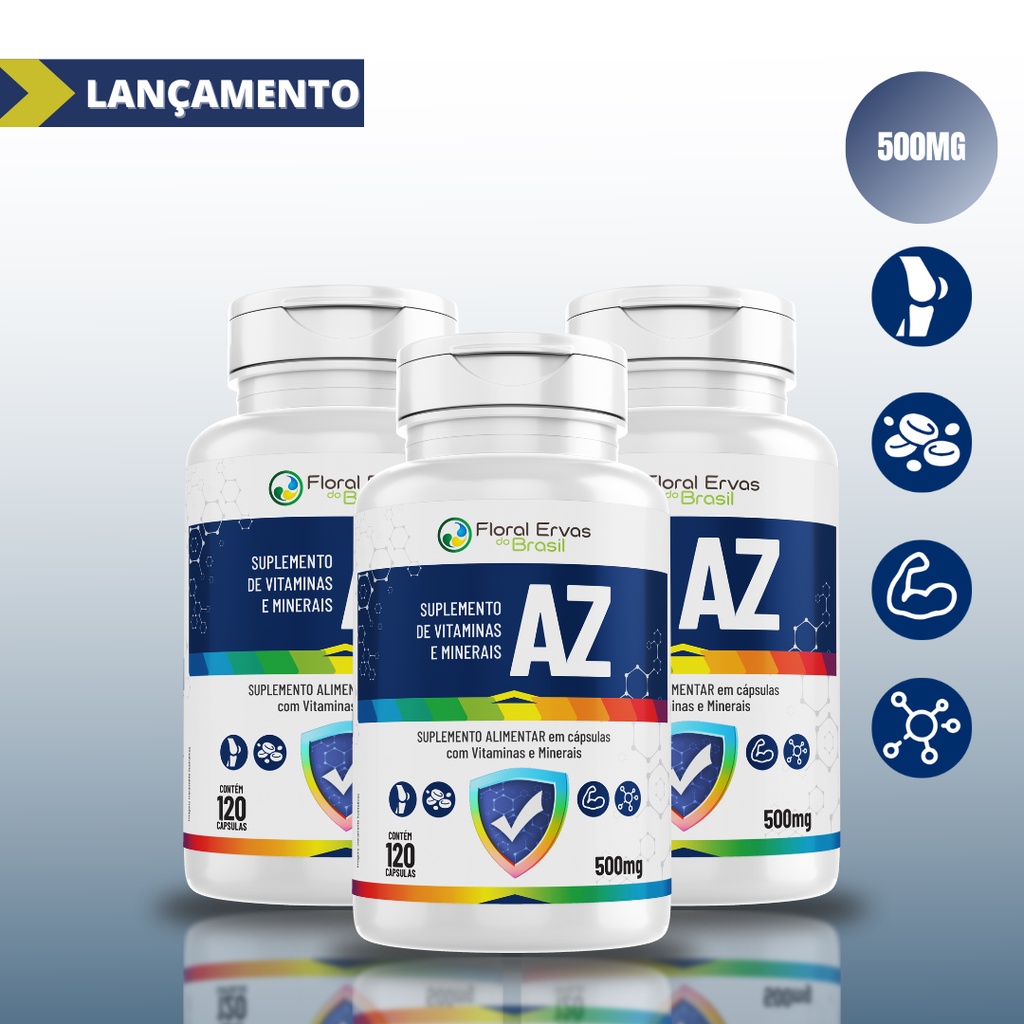 Kit Multivitamínico Polivitamíco A Z Vitaminas E Minerais 500mg 120 Cápsulas Floral Ervas 0917