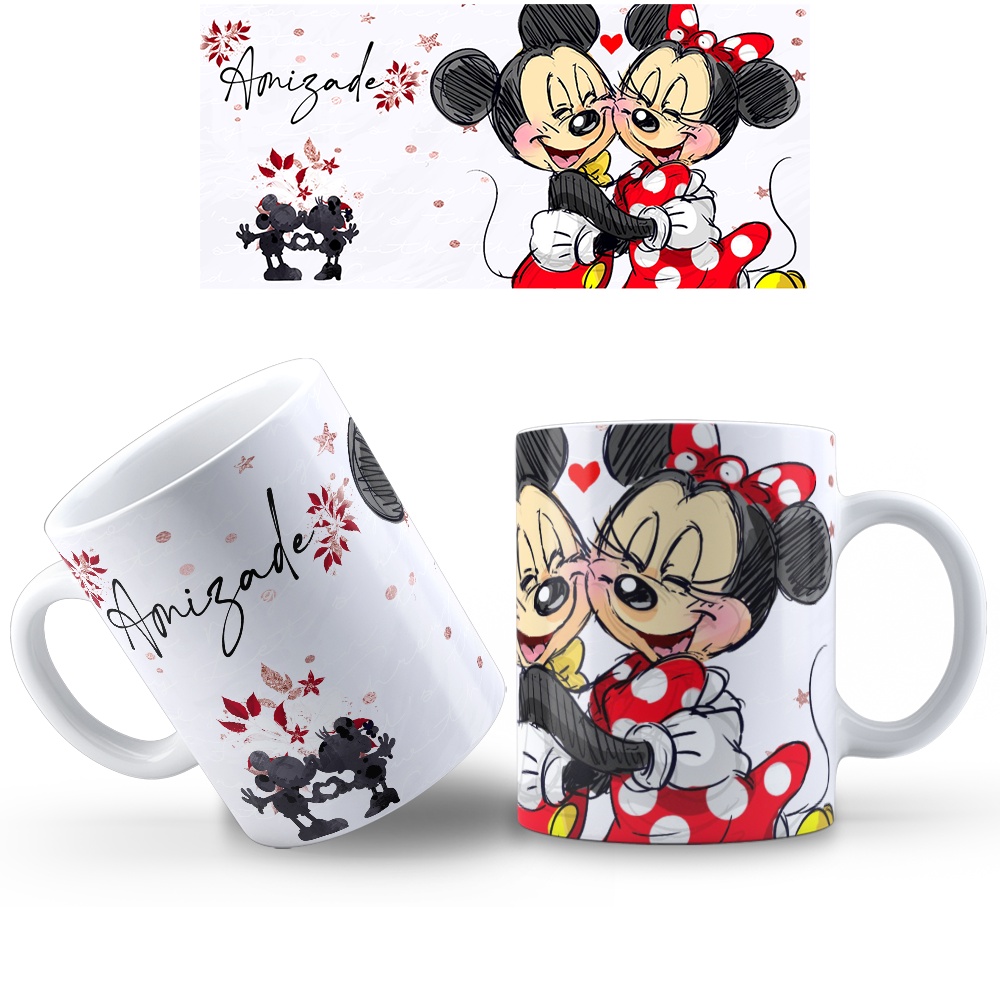 Caneca Mickey e Minnie de Porcelana Vários modelos