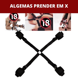 Kit BDSM Separador de X algemas mãos e pernas e Algema de prender