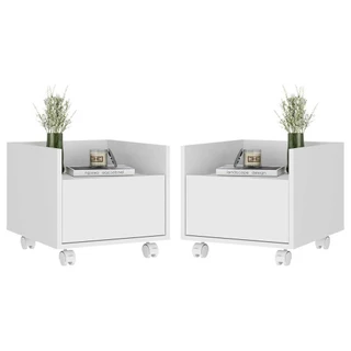 Kit com 2 Mesas de Cabeceira 40 cm com Rodízios Multimóveis MP4045 Branca