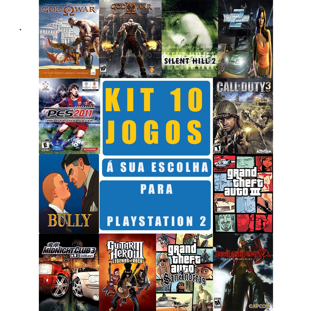 Jogos Ps2 A sua escolha, Kit com 10 jogos