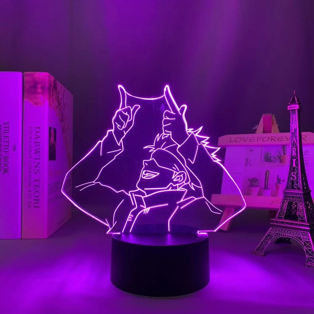 Q Versão Jujutsu Kaisen Gojo Satoru Led Luz Noturna Colorida RGB 3d Lâmpada Colecionável Decoração De Quarto Infantil Melhor Presente Amigo